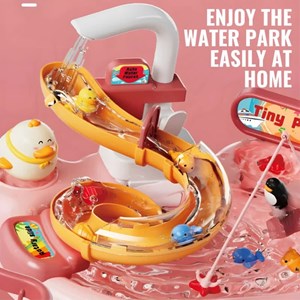 اسباب بازی سینک ظرفشویی و سرسره ماهی صورتی Dream Play Pool 2 in 1_اسباب بازی لوازم خانگی